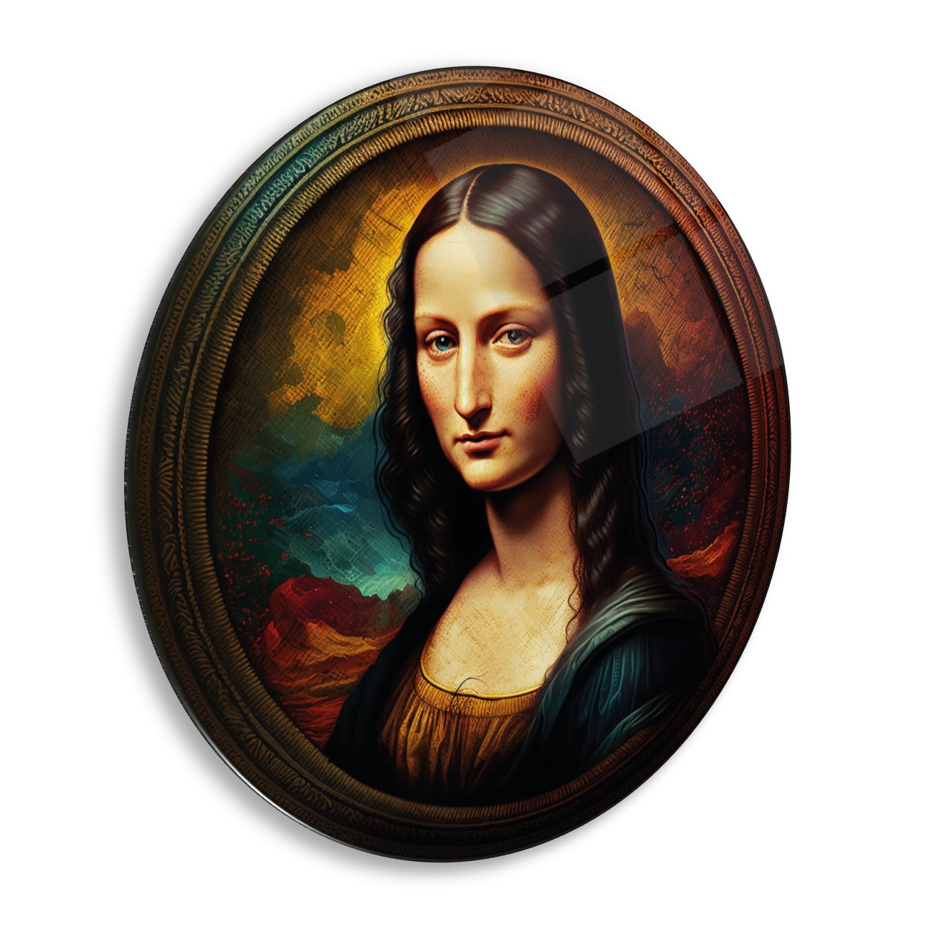 Mona Lisa Yuvarlak Cam Tablo